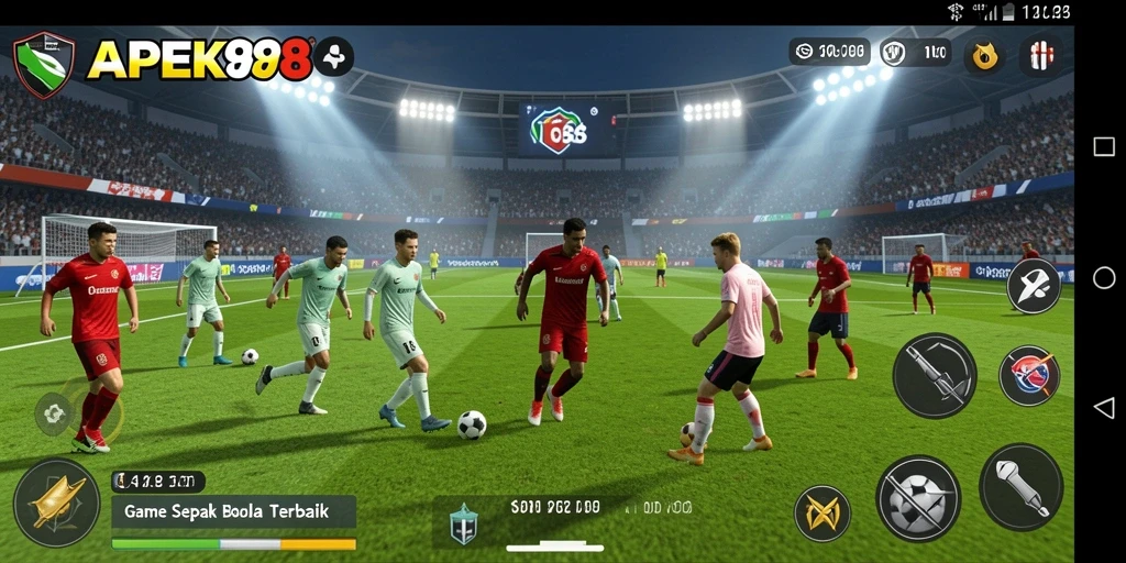 Tampilan menarik dari gameplay APEK88 dengan aksi sepak bola yang mendebarkan.