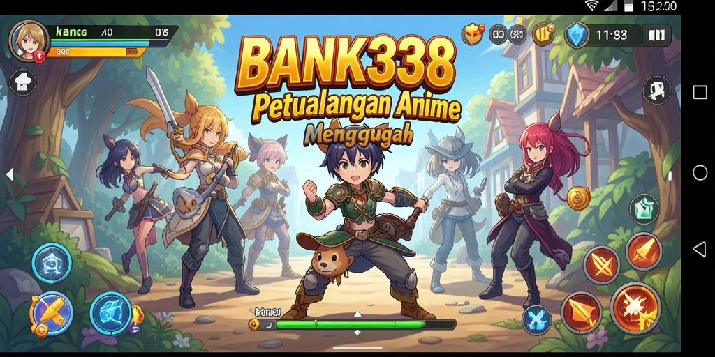 Screenshot utama BANK338 menunjukkan pertarungan seru antara karakter Anime.