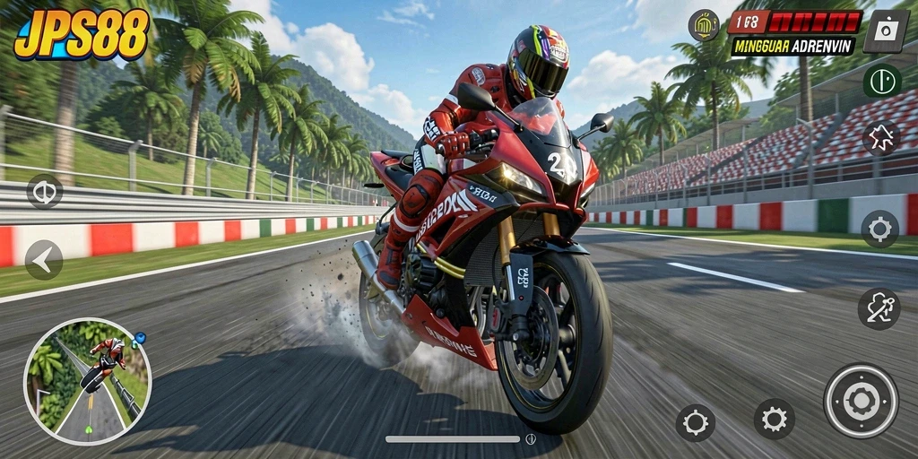 Gameplay seru balapan motor yang penuh adrenalin.