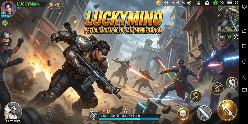 Tampilan penuh aksi dari gameplay LUCKYMINO yang memikat.