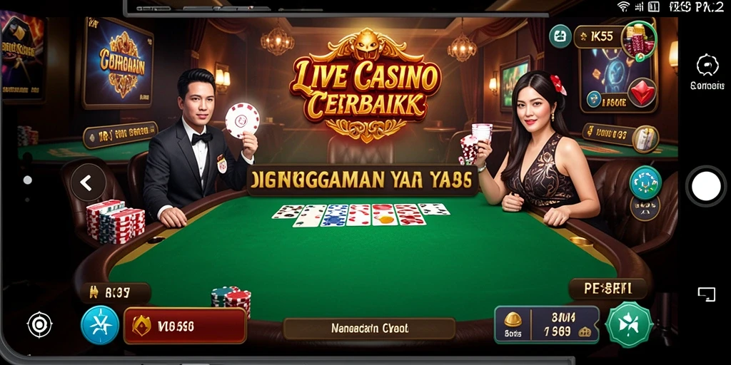Screenshot utama RK55 menampilkan dealer langsung dalam permainan Live Casino.