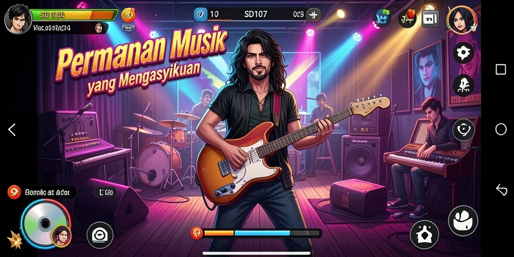 Screenshot gameplay SD107 yang menunjukkan keseruan permainan musik.