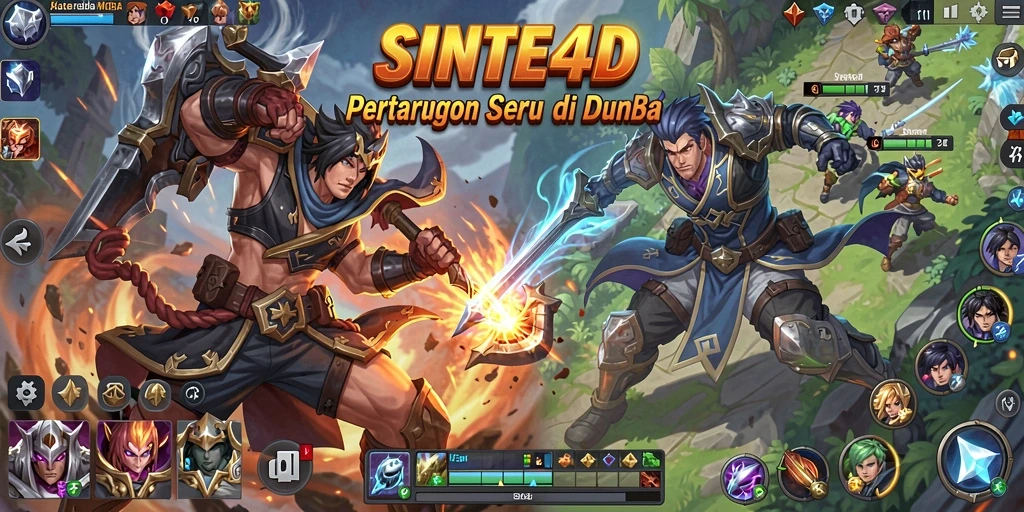 Screenshot gameplay SINTE4D yang menampilkan aksi MOBA seru.