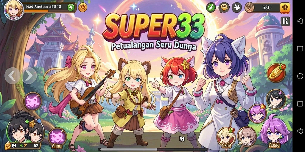 Tangkapan layar utama menampilkan aksi seru dalam <strong>SUPER33</strong>.