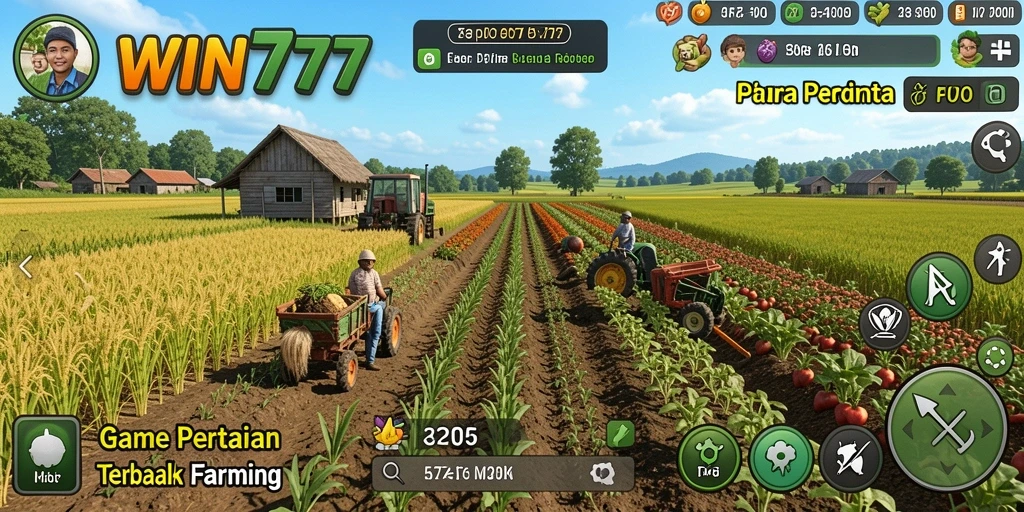 Tampilan gameplay WIN777 dengan aktivitas bertani yang seru.