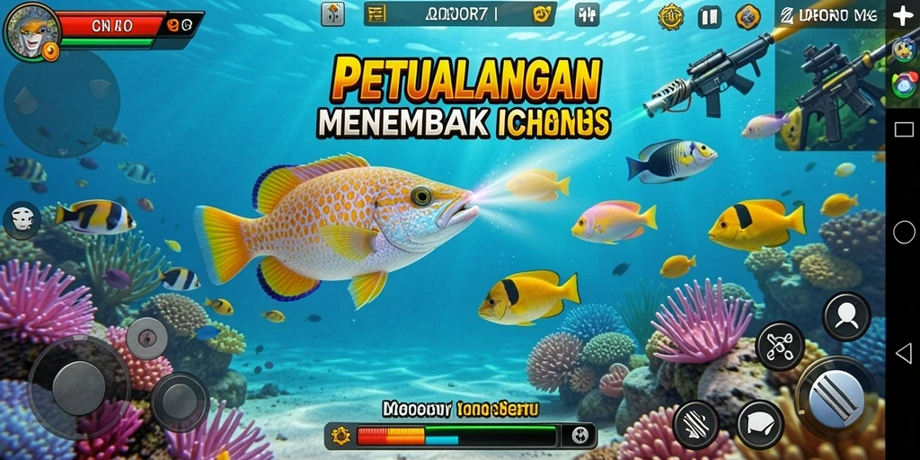Screenshot ZORO77 menunjukkan aksi seru dalam menembak ikan.